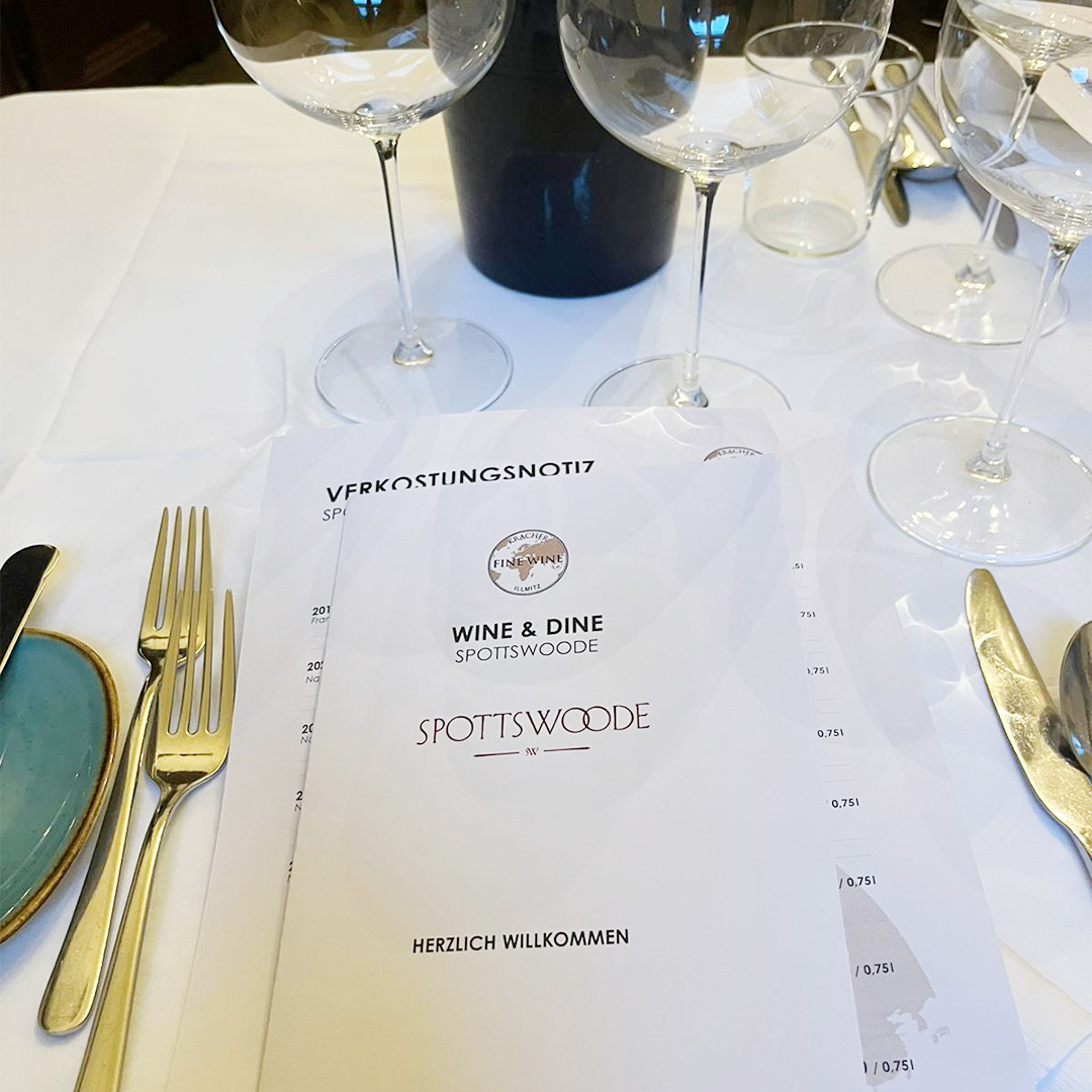 Wine & Dine Spottswoode Menükarte Menükarte vom Wine & Dine mit Spottswoode